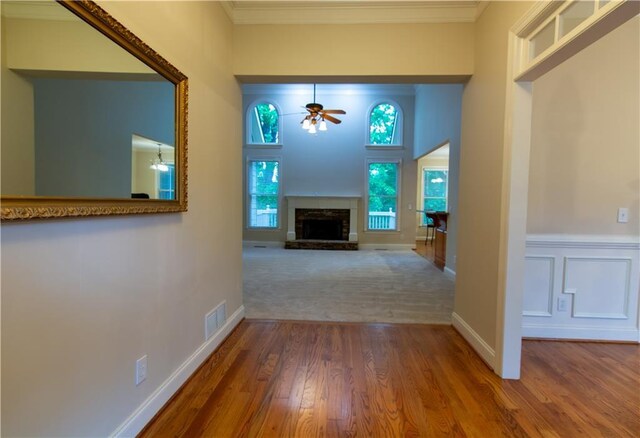403 Pebblebrooke Ln, Canton, GA 30115 - hall with crown molding, wood finished floors, and baseboards