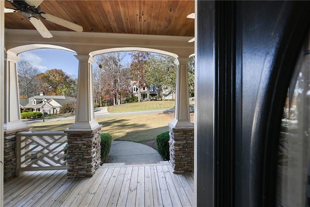 403 Pebblebrooke Ln, Canton, GA 30115 - wooden deck featuring a porch and a ceiling fan