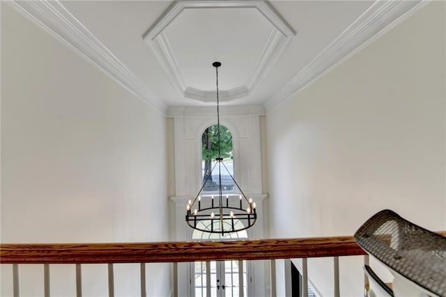 7920 Tintern Trce, Duluth, GA 30097 - detailed view of a chandelier, crown molding, and a raised ceiling
