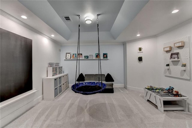 7920 Tintern Trce, Duluth, GA 30097 - misc room featuring carpet floors, recessed lighting, a tray ceiling, and baseboards