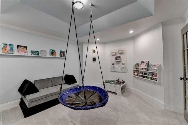 7920 Tintern Trce, Duluth, GA 30097 - rec room featuring carpet, recessed lighting, baseboards, and ornamental molding