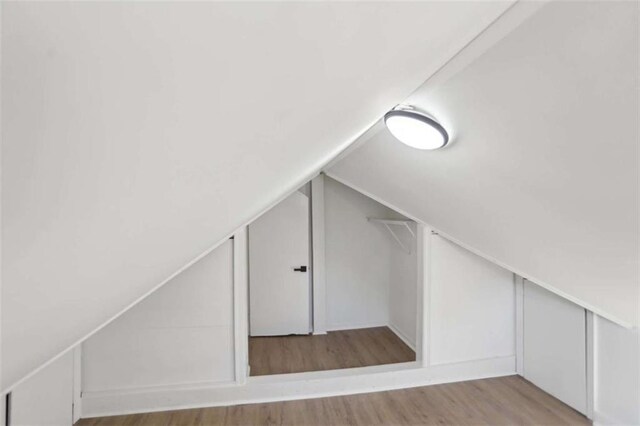 additional living space with lofted ceiling and light wood finished floors