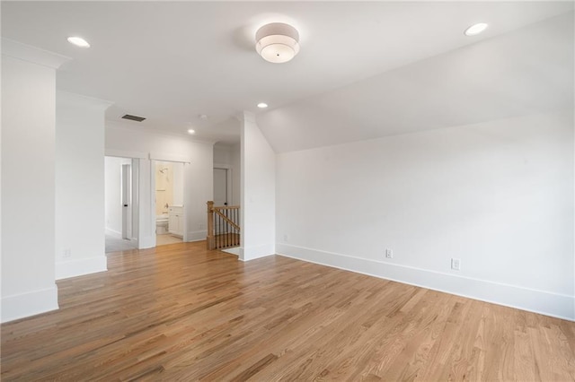 326 Reese Way, Ball Ground, GA 30107 - spare room featuring baseboards, light wood finished floors, recessed lighting, and crown molding