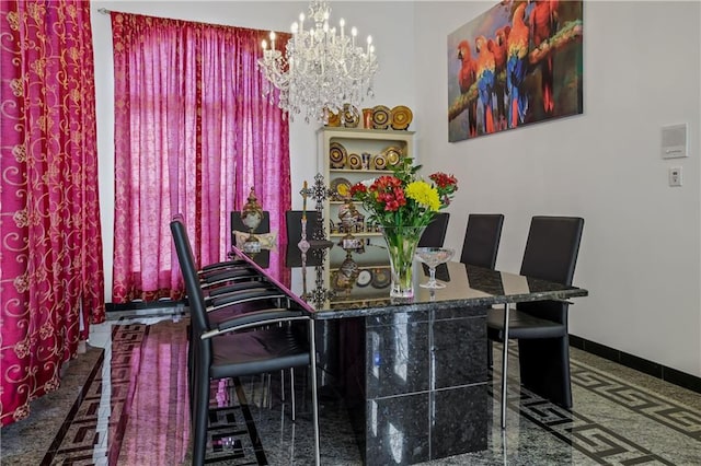 dining room featuring an inviting chandelier