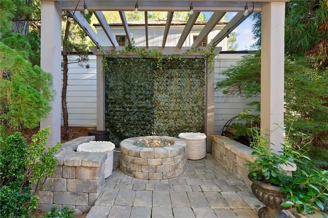 view of patio / terrace featuring a pergola