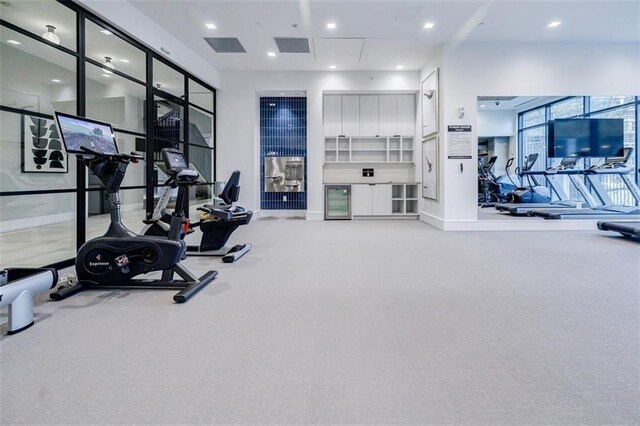 exercise room featuring carpet floors