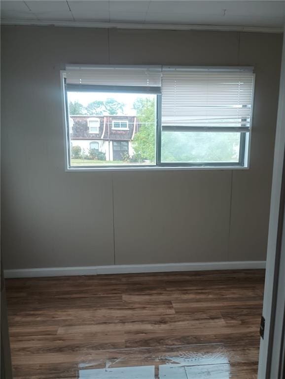 empty room with dark hardwood / wood-style flooring and a healthy amount of sunlight