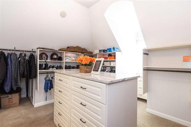 spacious closet with light carpet