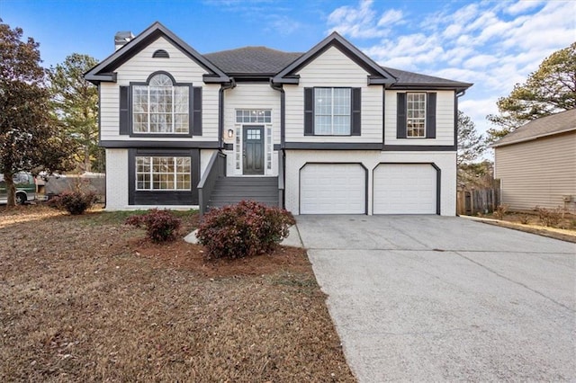 bi-level home with a garage