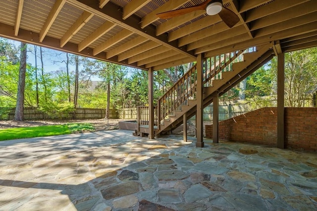 view of patio / terrace featuring ceiling fan