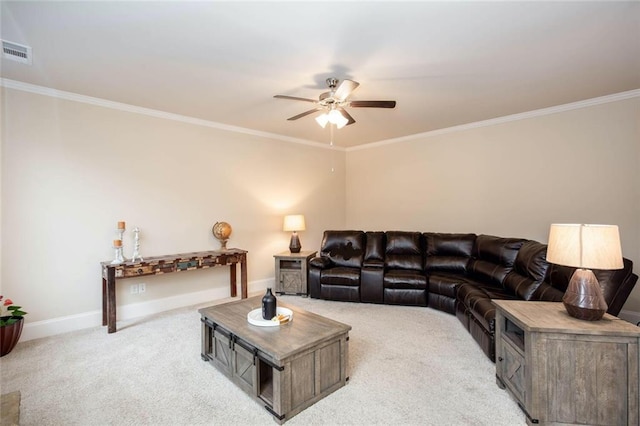 637 Little Bear Loop, Canton, GA 30114 - living room with ceiling fan, light colored carpet, and ornamental molding