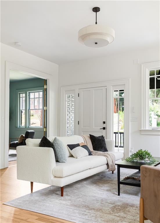 living room with light wood-style flooring