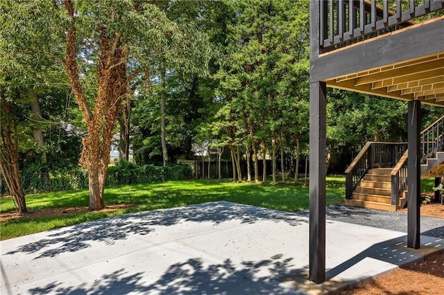 view of patio with stairway