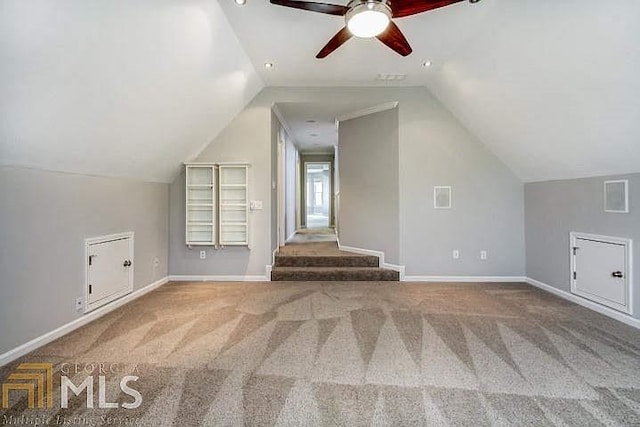 222 Chadmore Ln, Tyrone, GA 30290 - additional living space with ceiling fan, carpet floors, and vaulted ceiling