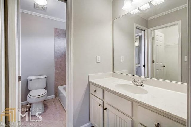 222 Chadmore Ln, Tyrone, GA 30290 - full bath with crown molding, vanity, and tile patterned floors