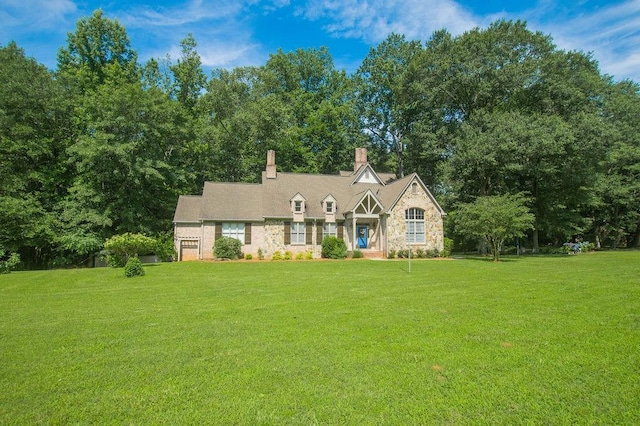 1145 Thurston Snow Rd, Good Hope, GA 30641 - view of front of home featuring a front yard, a chimney, and stone siding