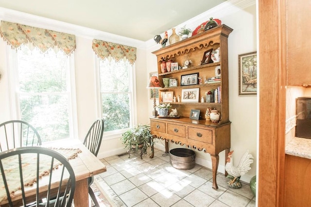 1145 Thurston Snow Rd, Good Hope, GA 30641 - office area with healthy amount of natural light, ornamental molding, and light tile patterned flooring