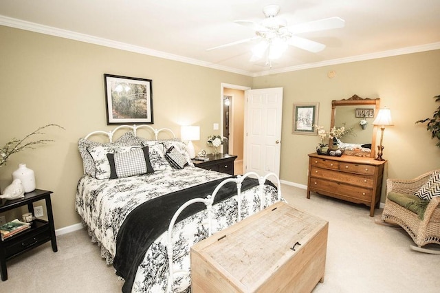 1145 Thurston Snow Rd, Good Hope, GA 30641 - bedroom with light colored carpet, crown molding, and ceiling fan