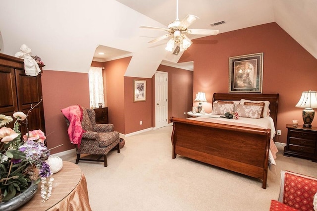 1145 Thurston Snow Rd, Good Hope, GA 30641 - bedroom featuring vaulted ceiling, light carpet, and a ceiling fan