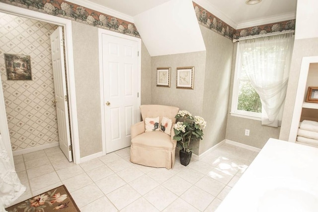 1145 Thurston Snow Rd, Good Hope, GA 30641 - bedroom featuring ornamental molding, light tile patterned floors, and wallpapered walls