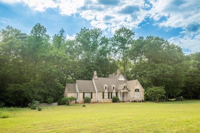 1145 Thurston Snow Rd, Good Hope, GA 30641 - view of front of home with a front lawn, a chimney, and stone siding