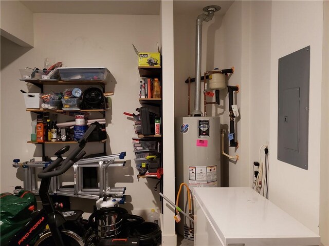 utility room featuring water heater