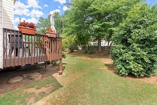 view of yard featuring a deck