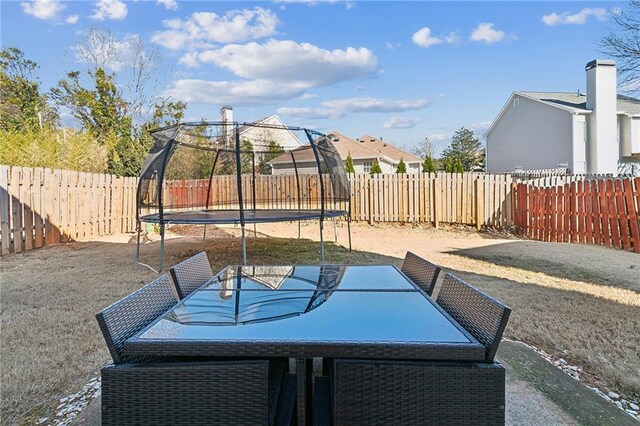 view of patio featuring a trampoline