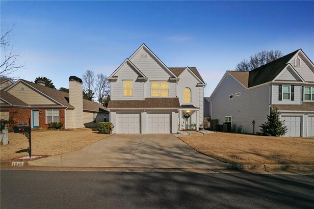 view of front of house with a garage