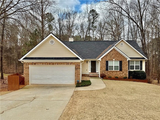 single story home featuring a garage