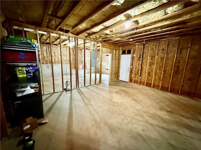 basement with electric panel