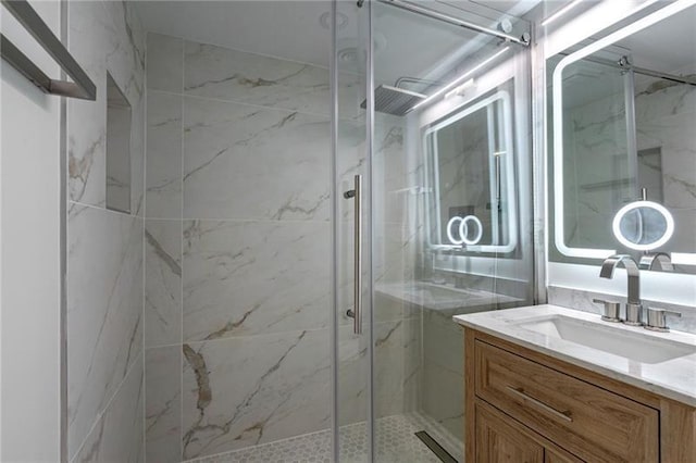 4282 Roswell Rd NE Unit G1, Atlanta, GA 30342 - bathroom featuring vanity and a marble finish shower