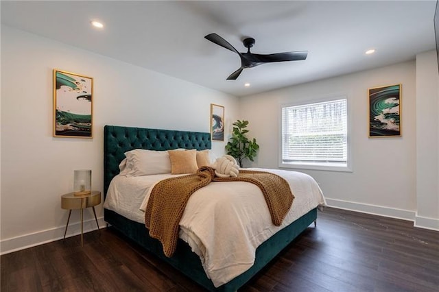 4282 Roswell Rd NE Unit G1, Atlanta, GA 30342 - bedroom with baseboards, wood finished floors, recessed lighting, and a ceiling fan