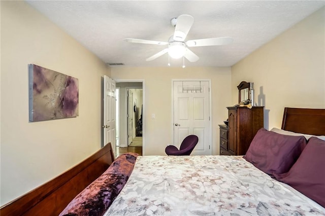 bedroom featuring ceiling fan