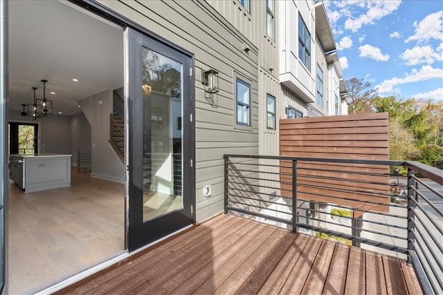 wooden terrace with sink