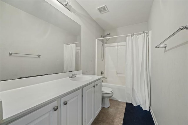 83 Leyland Xing, Dallas, GA 30132 - bathroom with toilet, vanity, shower / bathtub combination with curtain, and tile patterned floors