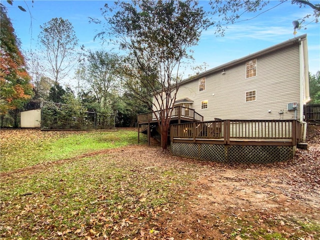 view of yard with a deck