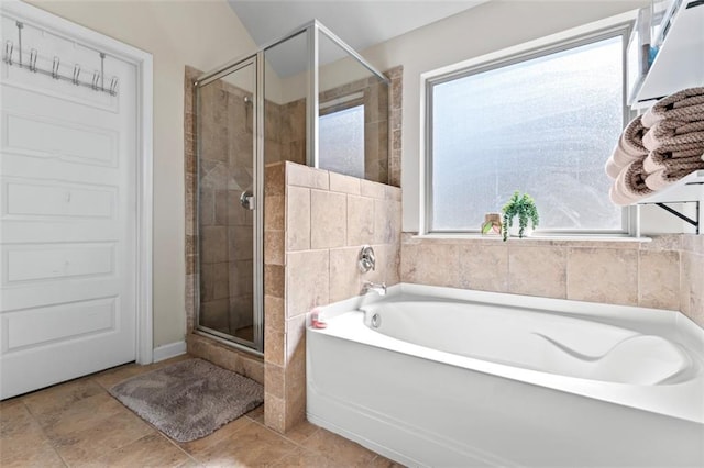 bathroom with plus walk in shower