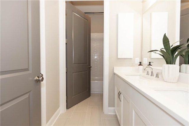 4923 Sudbrook Way Unit 233, Peachtree Corners, GA 30092 - full bath with double vanity, tile patterned floors, and tub / shower combination
