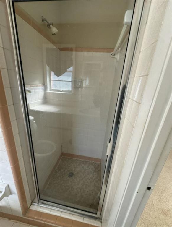 bathroom featuring walk in shower