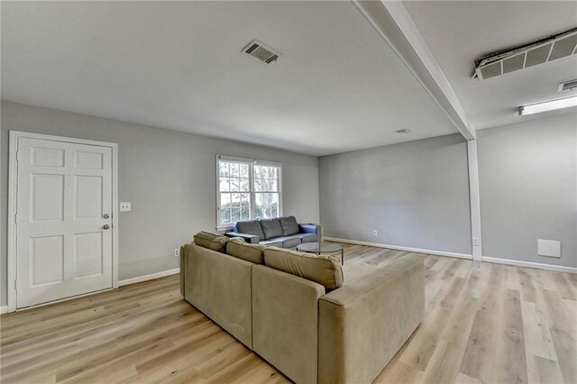 living room featuring light hardwood / wood-style flooring