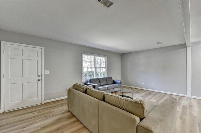 living room featuring light hardwood / wood-style floors