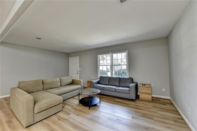 living room with light wood-type flooring