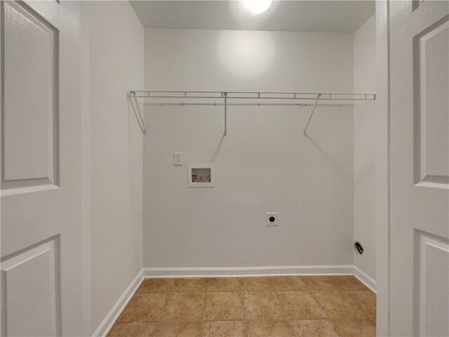 clothes washing area with hookup for an electric dryer and washer hookup