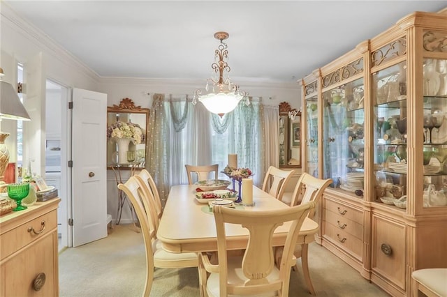 850 John Alden Rd, Stone Mountain, GA 30083 - dining space with light carpet and ornamental molding