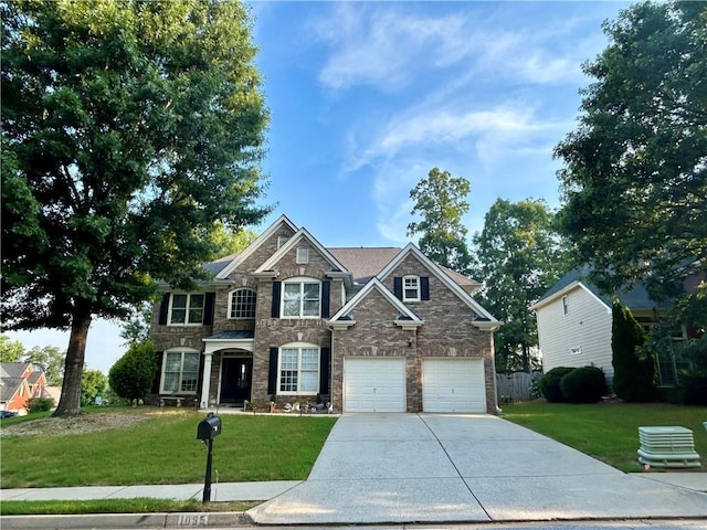 1055 Havenstone Walk, Lawrenceville, GA 30045 - traditional home with stone siding, concrete driveway, and a garage