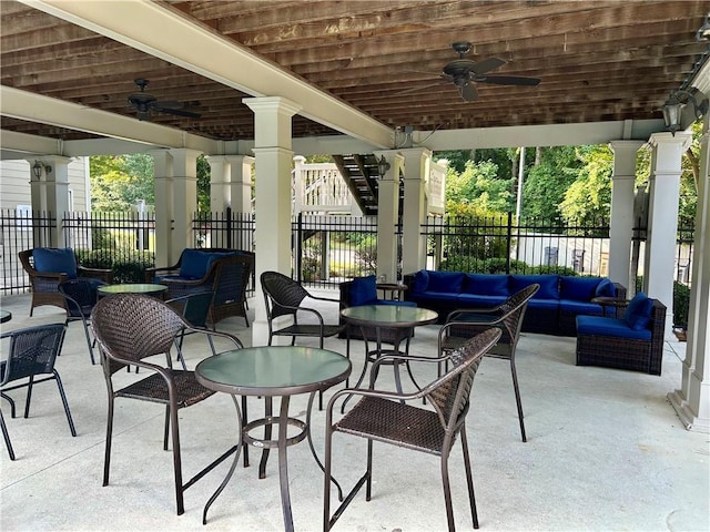 1055 Havenstone Walk, Lawrenceville, GA 30045 - view of patio / terrace featuring ceiling fan and an outdoor living space