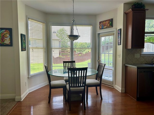 1055 Havenstone Walk, Lawrenceville, GA 30045 - dining space with dark wood-style flooring