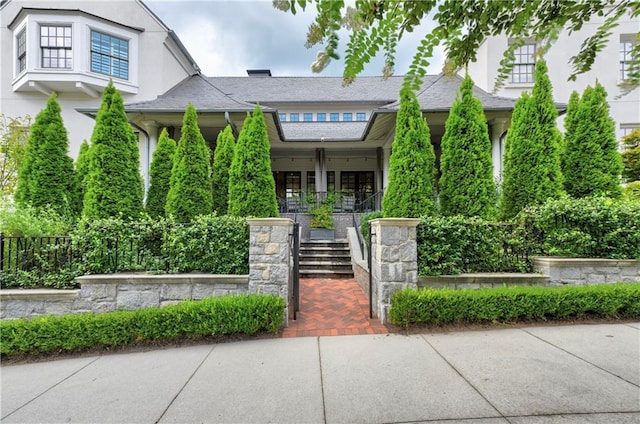 201 Dovecrest Dr, Atlanta, GA 30305 - view of front facade with stucco siding and covered porch