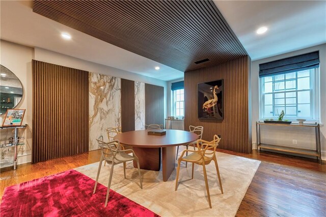 201 Dovecrest Dr, Atlanta, GA 30305 - dining space with wood finished floors, plenty of natural light, and recessed lighting